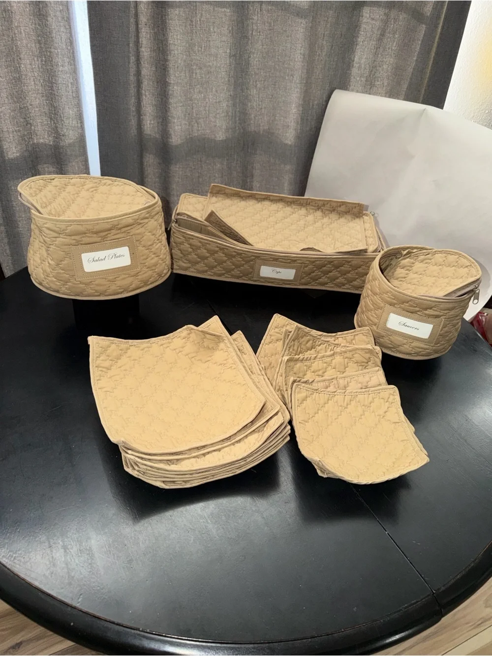 Beige Quilted 3-Piece Home Storage Set